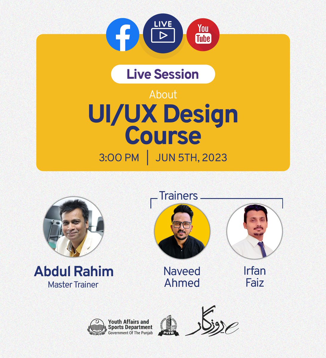 erozgaar's tweet photo. Curious about latest UI design trends and UX strategies in UI/UX industry? Want to explore what our UI/UX Design Course at e-Rozgaar has to offer?  Join us tomorrow on Facebook and YouTube for a Live Session that will unlock the secrets of #uiux https://t.co/5HDFR9yUwR