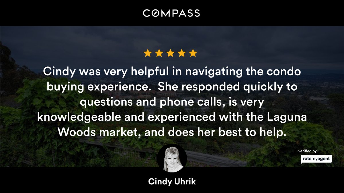 uhrikgroup's tweet photo. My latest RateMyAgent review in Laguna Woods.

https://t.co/xSt4jvsAuQ

...
#ratemyagent #realestate #Compass https://t.co/sNy0kq1BaV