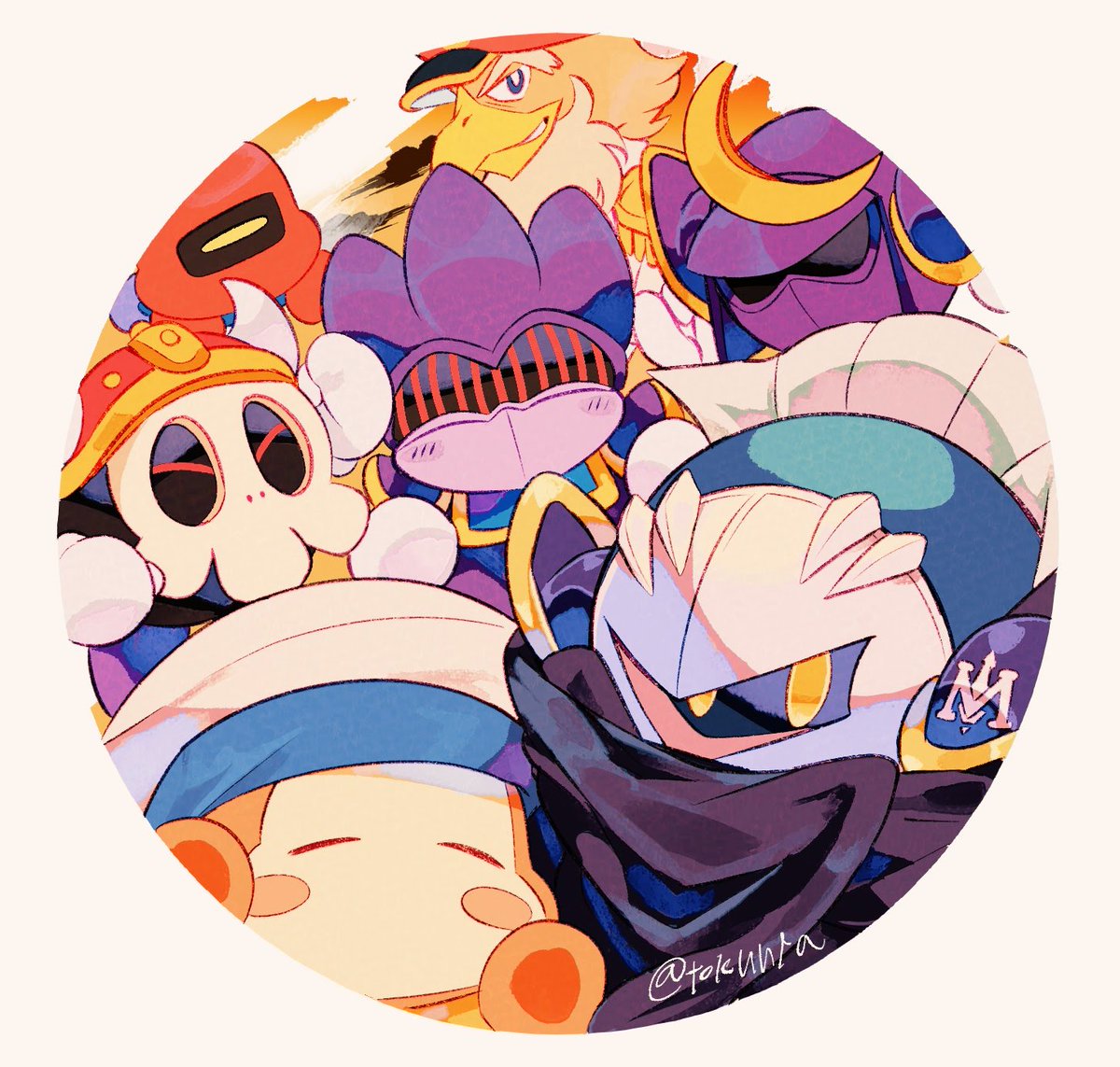 meta knight mask yellow eyes armor no humans shoulder armor multiple boys blush stickers  illustration images