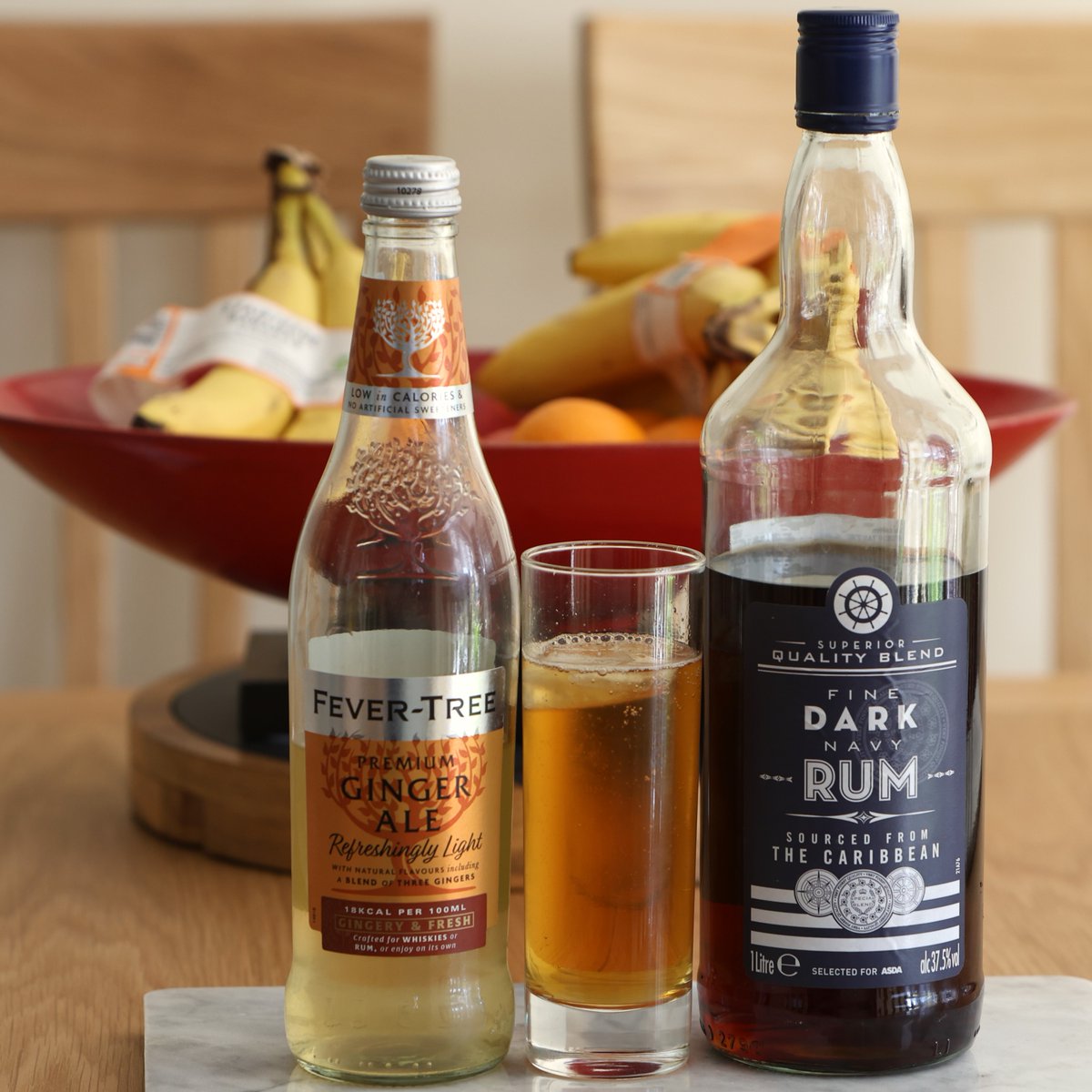 Fever Tree Three Ginger Ale and Caribbean Dark Rum.
Perfect on a hot day.  #fevertree #rum #summer