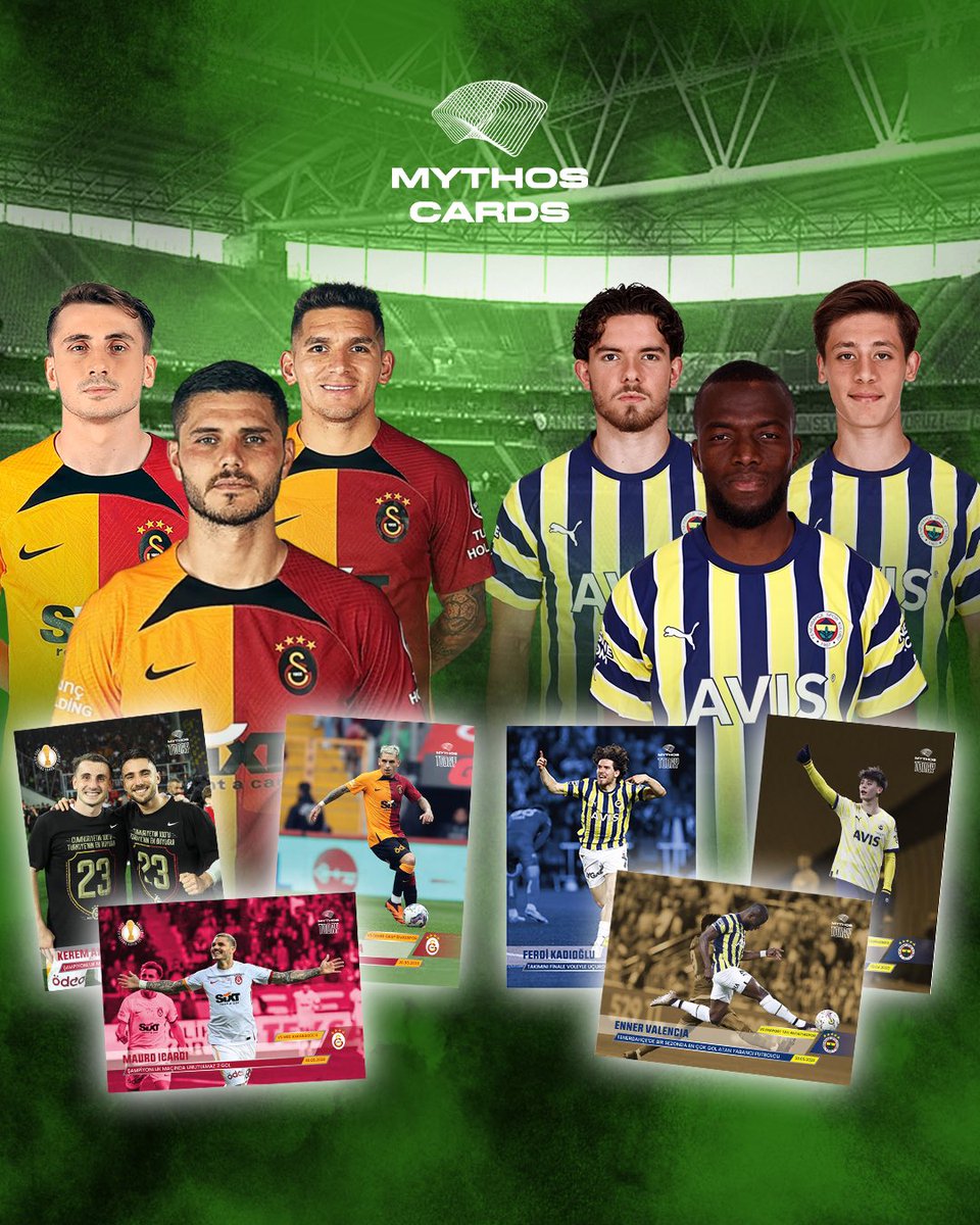 Sezonun son derbisinde şampiyon Galatasaray evinde Fenerbahçe’yi ağırlıyor. 🏆 

Resmi iş ortaklarımız Galatasaray ve Fenerbahçe’nin lisanslı koleksiyon serileri websitesinde sizleri bekliyor. 🍀

mythos.cards 👈