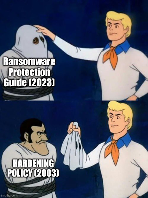 cyb3rops's tweet image. So funny to see marketing people generate leads with “ransomware protection guides” which are basically the harding guides we used 20y ago except that everything is mapped to ATT&amp;amp;CK nowadays