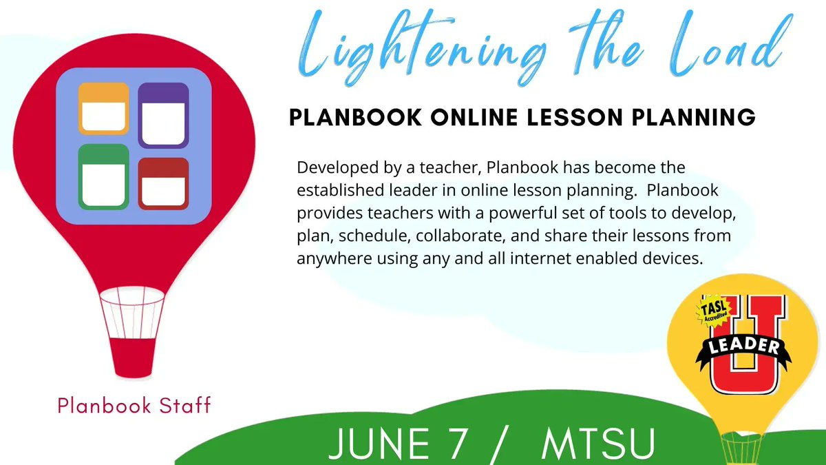 Intially devoloped by a teacher, @planbookcom has become the established leader for online lesson planning. Learn to make schoolwide #lessonplans that can be shared & used by anyone who has access to the internet. #LeaderUtn2023, June 7th. leaderutn.com #TASL accredited