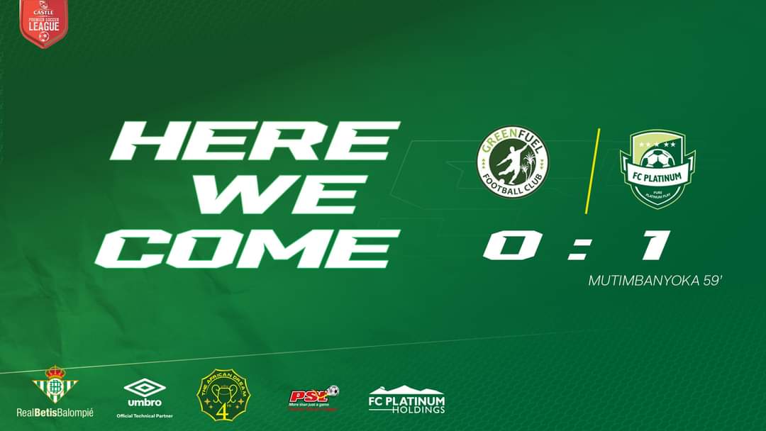 FCPlatinum's tweet image. Castle Lager Premier Soccer League Week 12 

FULL TIME 
Green Fuel Football Club (GF) 0 - 1 FC Platinum (FCP) 

#TheAfricanDream
#zpsl 
#fcplatinumholdings