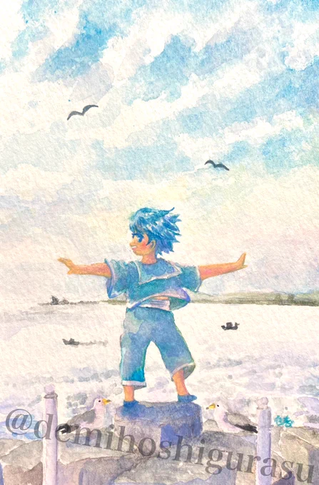 『Shonan-everyday』 (ブラッシュアップver)  あまり違いないかもしれませんが細かい部分に加筆修正したので自己満的にあげときます! #透明水彩 #アナログ絵