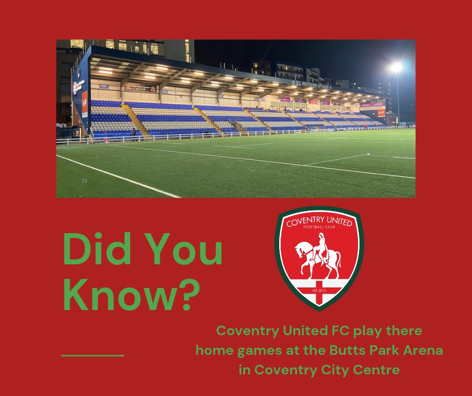 CoventryUnitedFans (@coventryutdfans) on Twitter photo Did you know?
Coventry United Football Club play there home games at the 3000 Seater Butts Park Arena in Coventry City Centre!
Why not come along and join us for the 2023/2024 season
<a href="/CovUnited/">Coventry United FC</a>
Coventryunitedfootballclub.co.uk
#covandproud Did you know?
Coventry United Football Club play there home games at the 3000 Seater Butts Park Arena in Coventry City Centre!
Why not come along and join us for the 2023/2024 season
<a href="/CovUnited/">Coventry United FC</a>
Coventryunitedfootballclub.co.uk
#covandproud
