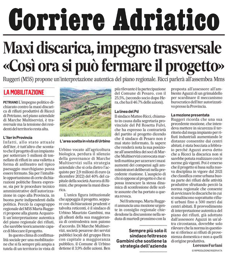 marta_ruggeri's tweet photo. RUGGERI (M5S) SU RICECI: “SE LA REGIONE NON VUOLE LA DISCARICA, LA FERMI CON UN’INTERPRETAZIONE AUTENTICA DEL PIANO REGIONALE DI GESTIONE RIFIUITI”. https://t.co/dAd7LNYeQu