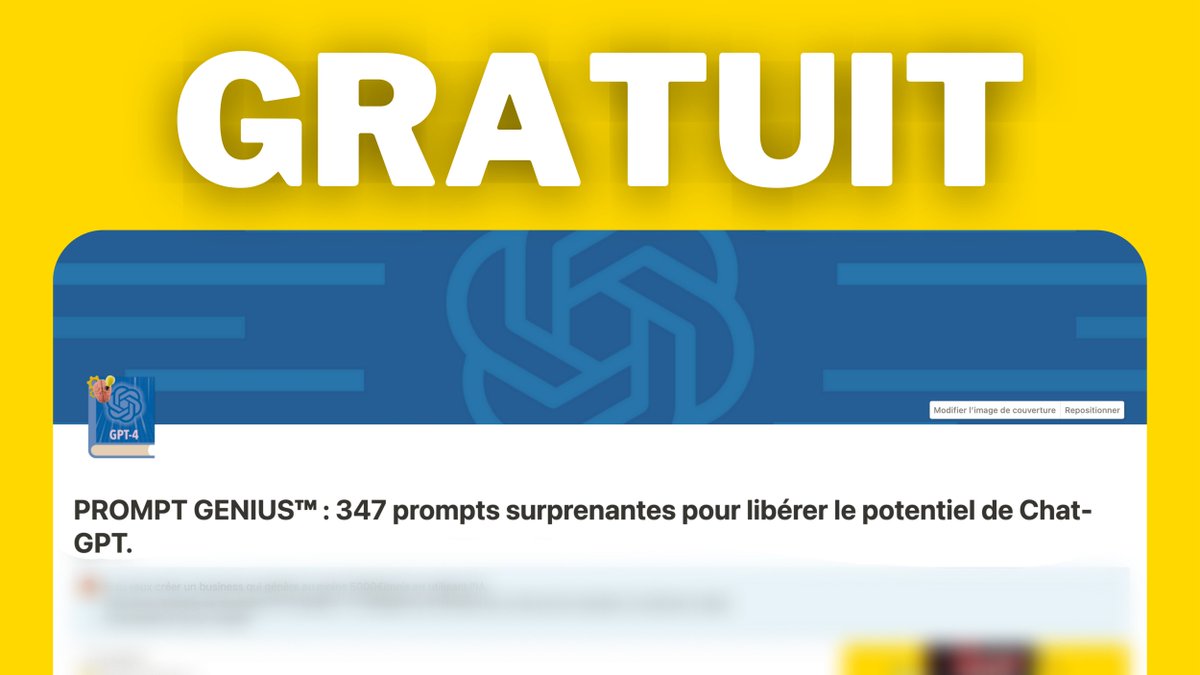 Des adolescents gagnent 15 000€/mois grâce à ChatGPT.

Du coup, je t'ai listé plus de 347 prompts pour ChatGPT.

Normalement à 17€, mais GRATUIT pendant 48h !

Pour le recevoir en DM, il faut :

- Me follow 
<a href="/VChambraud/">Valentin Chambraud</a> 
- RT ce tweet
- Commenter "GPT15"