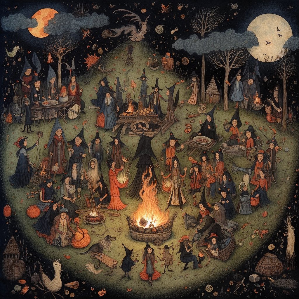 blitherbabble's tweet image. Witches conclave #midjourney