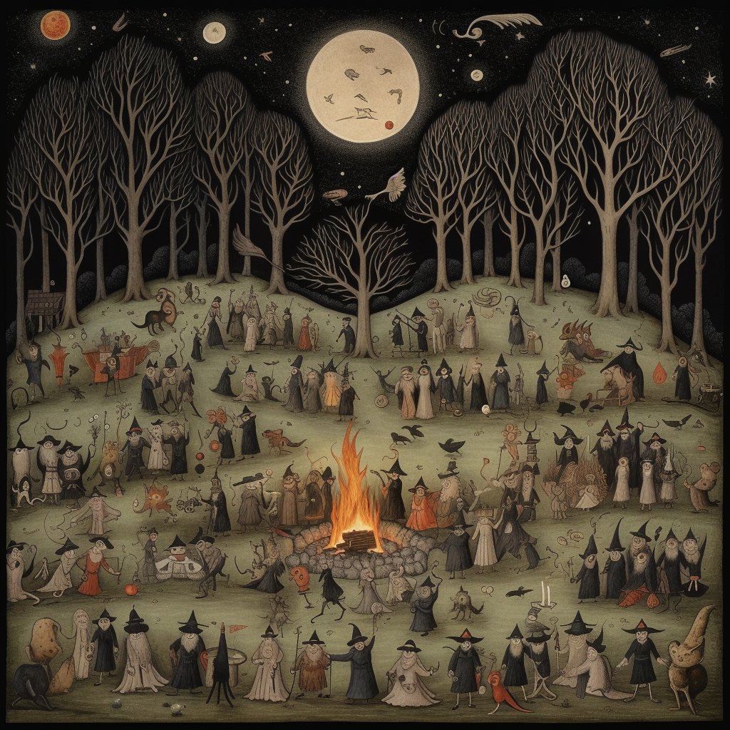 blitherbabble's tweet image. Witches conclave #midjourney