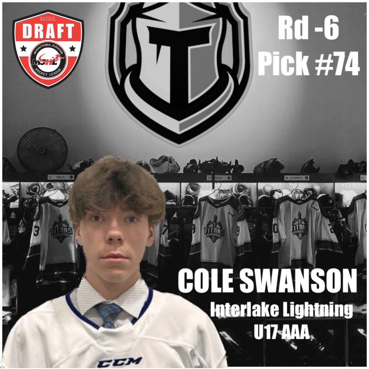 MJHLTitans's tweet photo. With the 74th overall pick in the 2023 MJHL Draft, we are proud to select..
Cole Swanson from the @MidgetLightning !
#MJHLDraft #TitanUp🛡️🗡️ https://t.co/JUYjxhiYXt