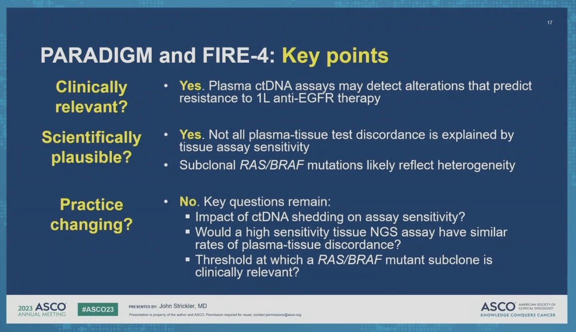 ArndtVogel's tweet image. Great discussion by John Strickler on FIRE-4 &amp;amp; PARADGIM @ #ASCO2023 
Optimizing anti-EGFR directed therapy for #CRC
@myESMO @OncoAlert