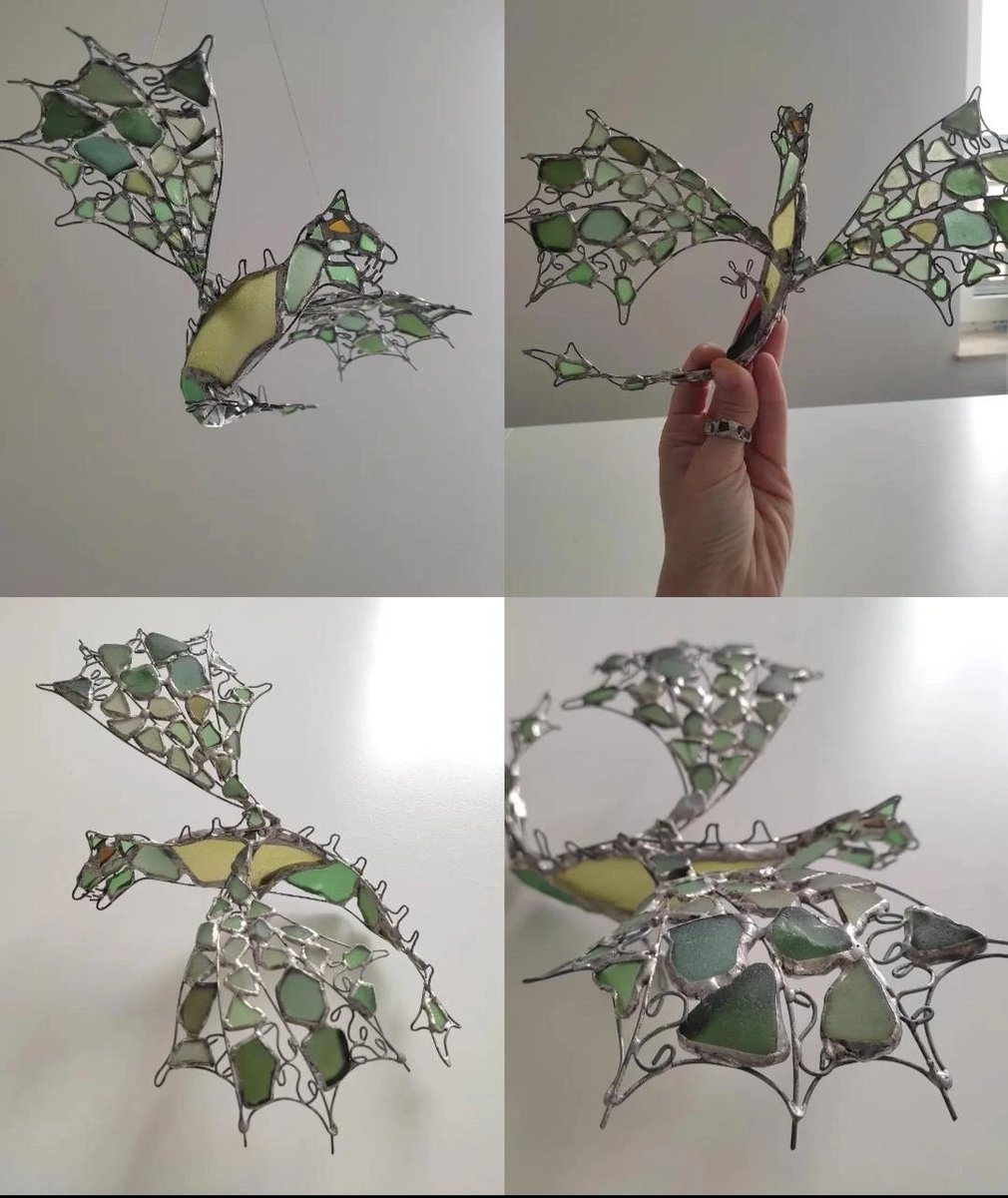 Sea glass dragon 🐉 #SeaStainedGlass #stainedglass #glassart #stainedglassart #handmade #art #seaglassart #seaglass #trashtotreasure #recycledart #trashart #recycle #upcycled #dragon