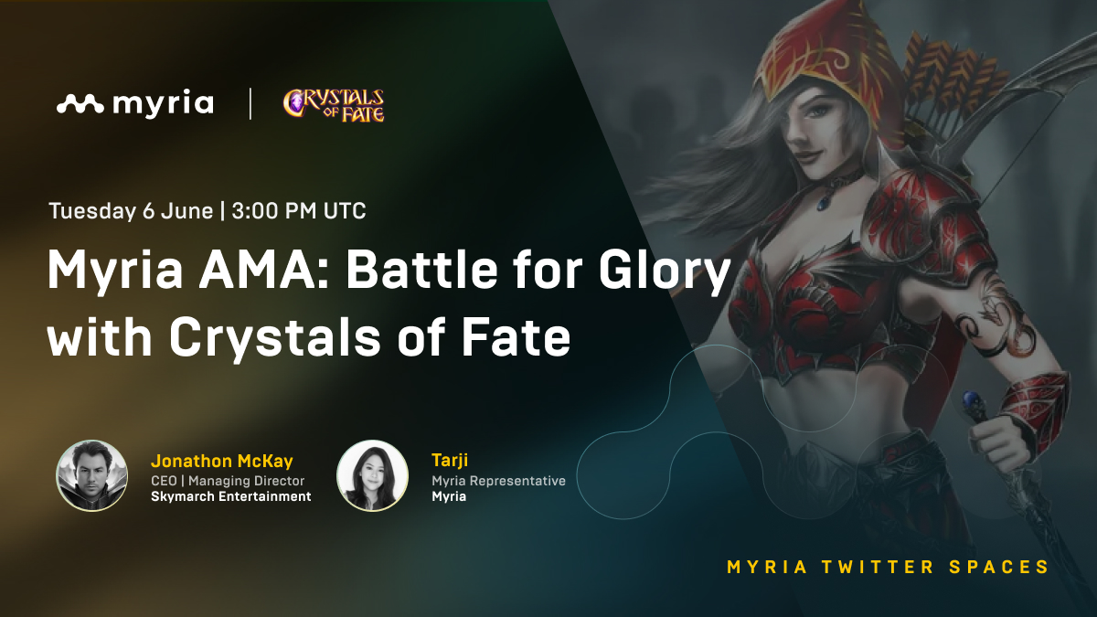 Myria's tweet photo. 🎙 Myria x Crystals of Fate AMA 🎙

Brace yourselves for a mind-blowing card game experience with @CrystalsofFate! Learn all about it in our upcoming AMA with Skymarch Entertainment CEO Jonathon McKay!

Set a reminder!

⏰ June 6, 3pm UTC
⏳ 1 Hour
✅ https://t.co/mrNGuLd5JD https://t.co/DJpjKf3o7H