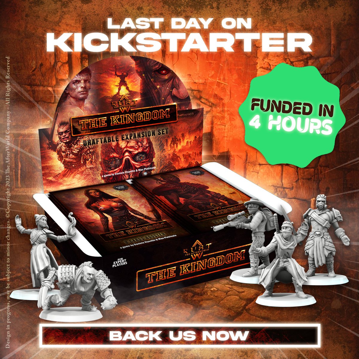 RustAfterWorld's tweet image. Last call for THE KINGDOM, ladies and gentlemen. It’s now or never!

Check the Kickstarter campaign using the link here 👉🏻kickstarter.com/projects/theaf…

©2023, The AfterWorld Company
#boardgames #ttrpgs #cardgames #rusttheafterworld #kickstarter #thekingdom