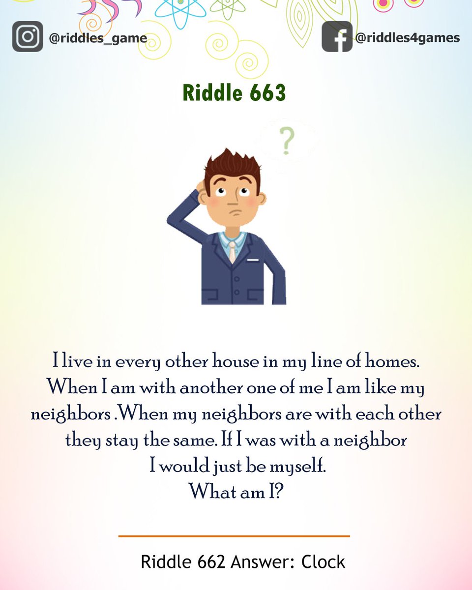 riddles_game's tweet photo. Riddle 662
#riddlesdaily #riddles #brainteasers #funriddles #dailyriddles #easyriddles #riddlemethis https://t.co/gJ3lCg1jQX