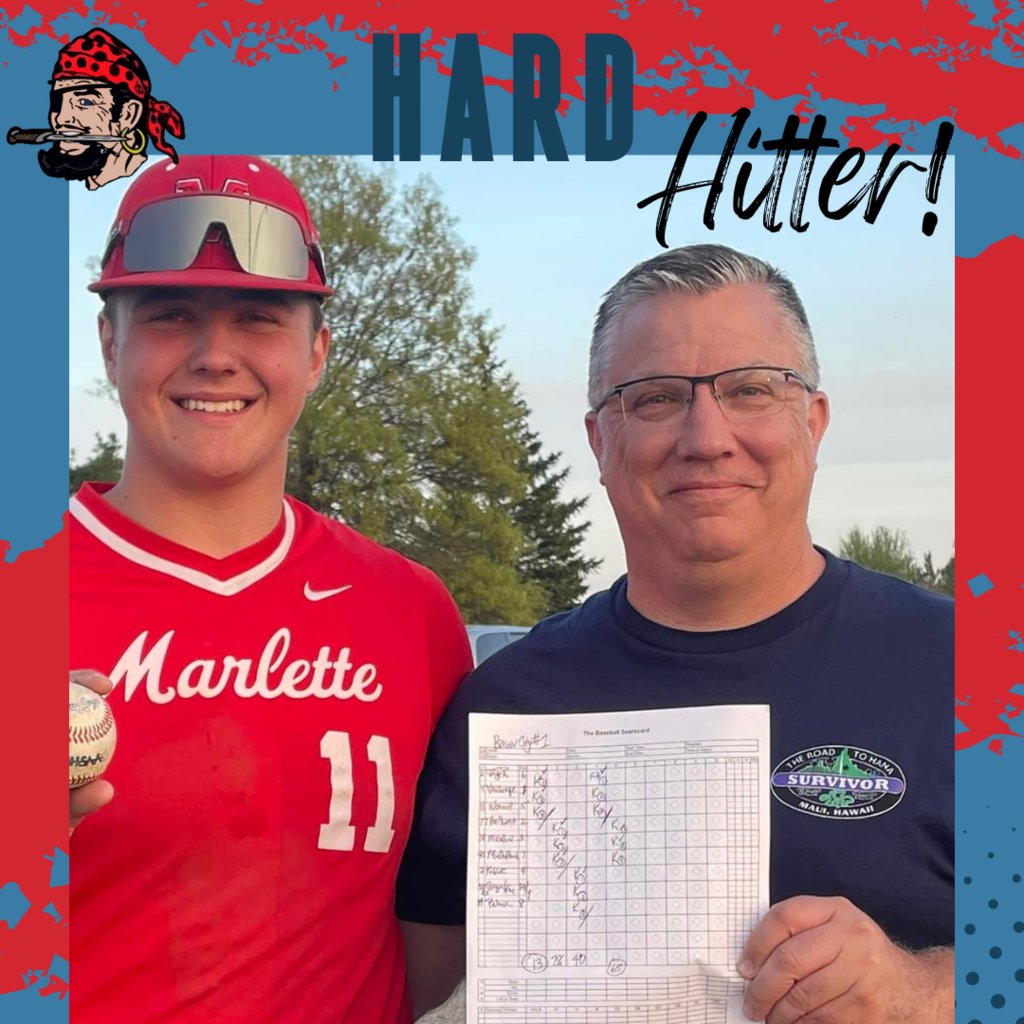 MarletteSchools's tweet photo. Aaron Bower finished the season with a school record and 2nd all-time in MHSAA history, with a batting average of .657. He was instrumental in the success of the baseball team this season. Way to go Aaron! https://t.co/0gmnOEbvc2