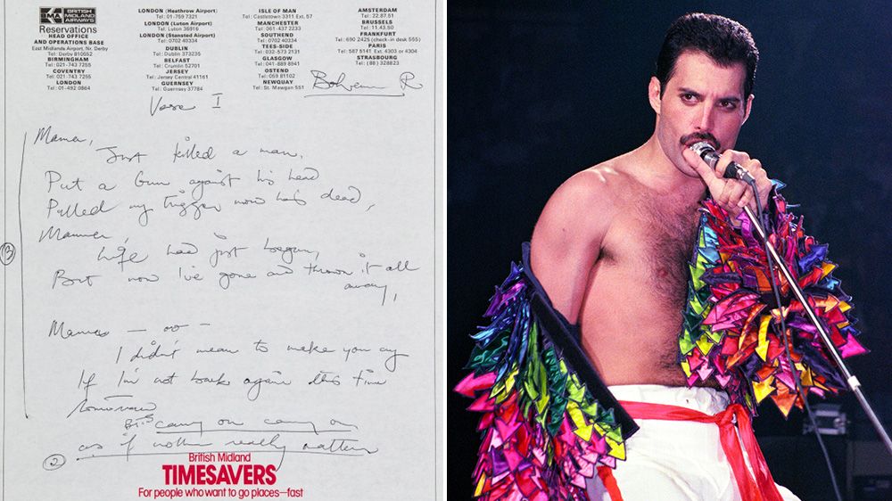 GHR_SouthCoast's tweet photo. Unearthed #FreddieMercury lyric sheets reveal original title of Queen's 'Bohemian Rhapsody'. https://t.co/hBi1wCf2aU #BoRap #Queen https://t.co/20bmEPu97b