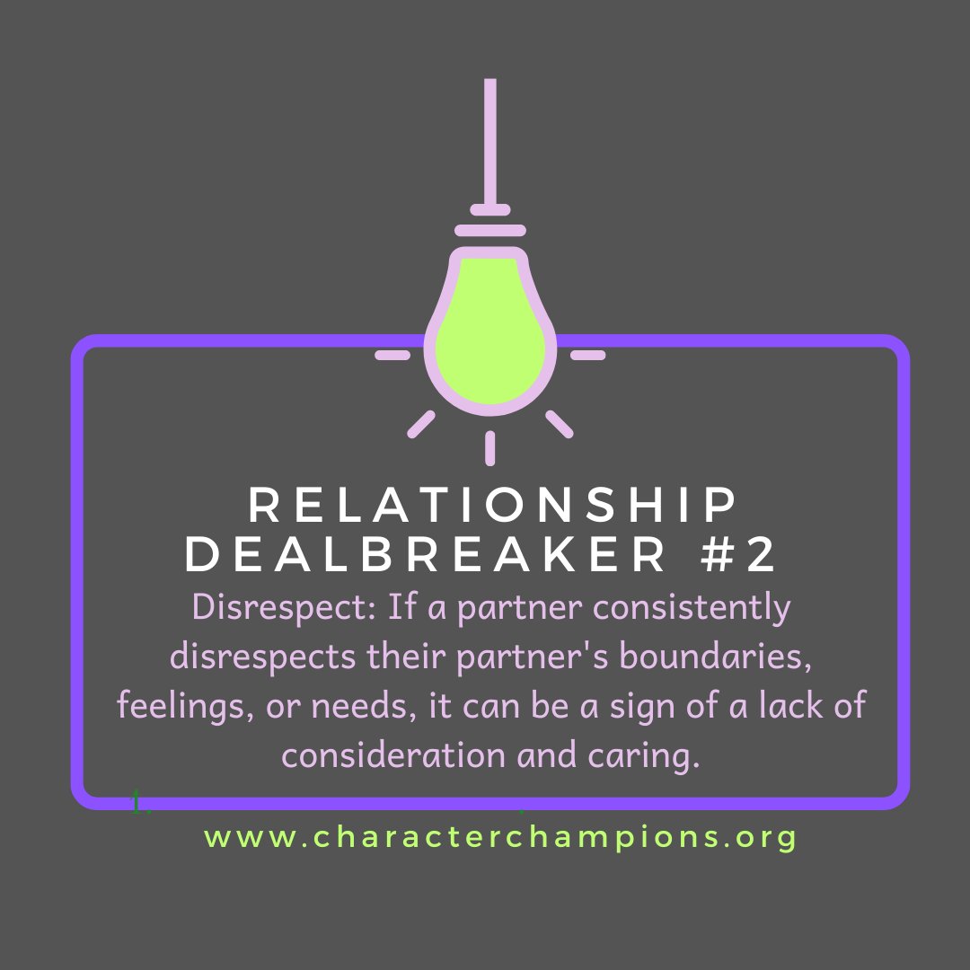 Deal Breaker #2 Disrespect: If a partner consistently disrespects their partner's boundaries, feelings, or needs, it can be a sign of a lack of consideration and caring. #boundaries #respectfulcommunication #poorcommunication