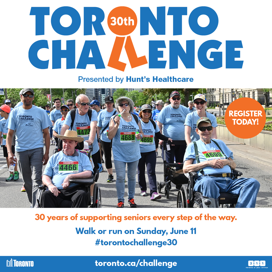 The Toronto Challenge is back and celebrating its 30th Anniversary! The Challenge is open to everyone who wants to walk or run for community seniors and residents in #CityOfTO long-term care homes. The run is on June 11! Sign-up: toronto.ca/explore-enjoy/…
#TorontoChallenge30