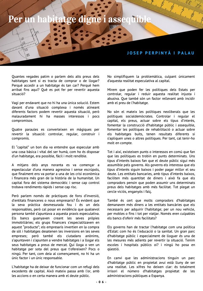 PSCSantJust's tweet photo. Quantes vegades patim o parlem dels alts preus dels habitatges tant si es tracta de comprar o de llogar? Perquè accedir a un habitatge és tan car? Perquè hem arribat fins aquí? Què es pot fer per revertir aquesta situació? @josepperpinya a #revista #transbaixpower @Llobretrans https://t.co/NMRqjQlbLa