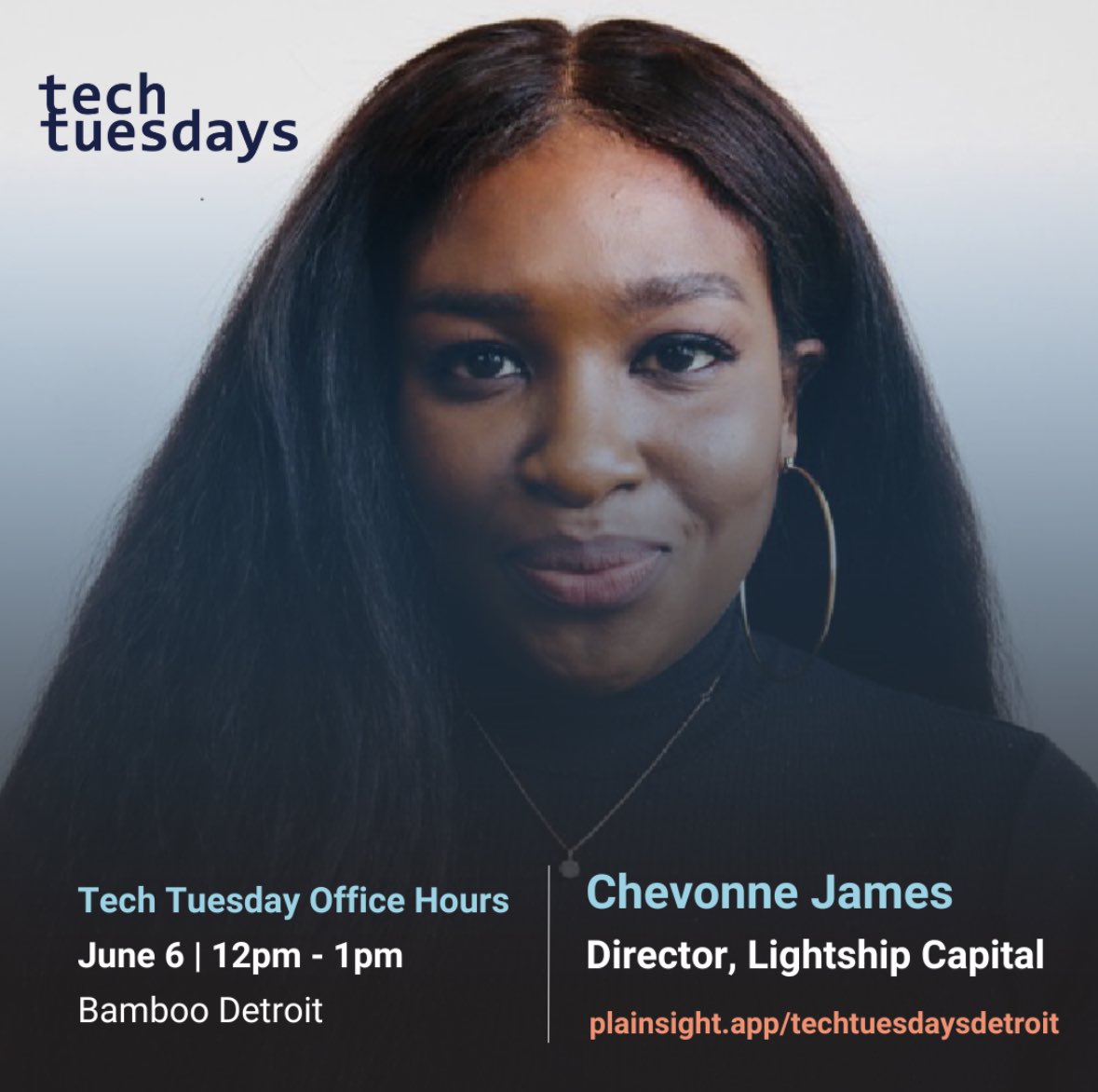 We’re 48 hours away for #TechTuesdays featuring Chevonne James of @lightshipcap.

Register via @plainsightapp: plainsight-auth-prod.herokuapp.com/auth/realms/ma…