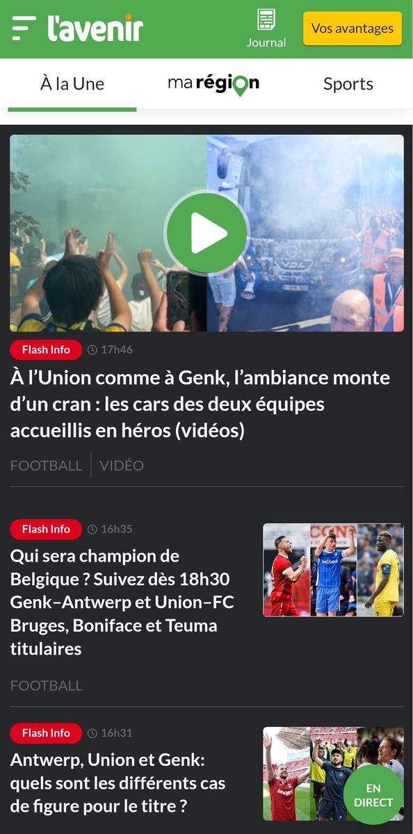 Suivez la fin du championnat de Belgique de football en direct sur lavenir.net