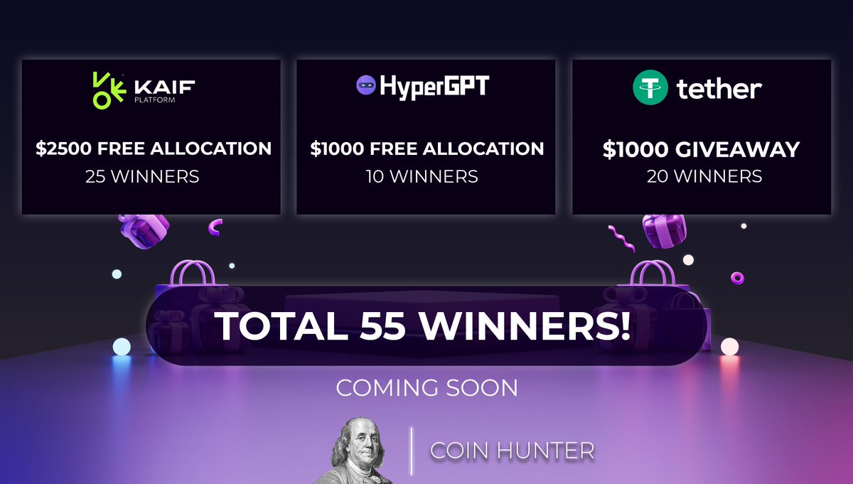 Projeler 10 X yaparsa toplam ödül: $36.000

🚀Tüm ücretleri ekip olarak karşılıyoruz. Risksiz, sıfırdan sermaye yapma şansı!

1⃣ KAIF:
x.com/bycoinhunter/s…

2⃣ HyperGPT:
x.com/bycoinhunter/s…

3⃣ USDT:
x.com/bycoinhunter/s…

Daha fazlası da yolda!