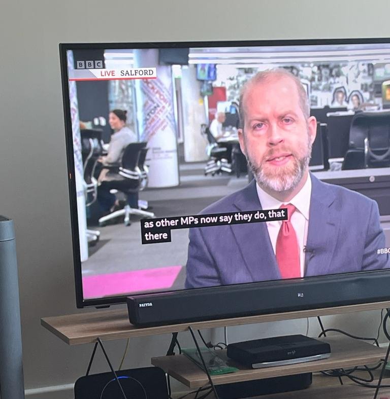 My favourite thing about working in broadcasting is when you are 'on the telly' and ALL your work friends are texting you to tell you that you are, indeed, 'on the telly' 📺 thank you for the photo evidence <a href="/lindarella/">linda walker</a> 😁