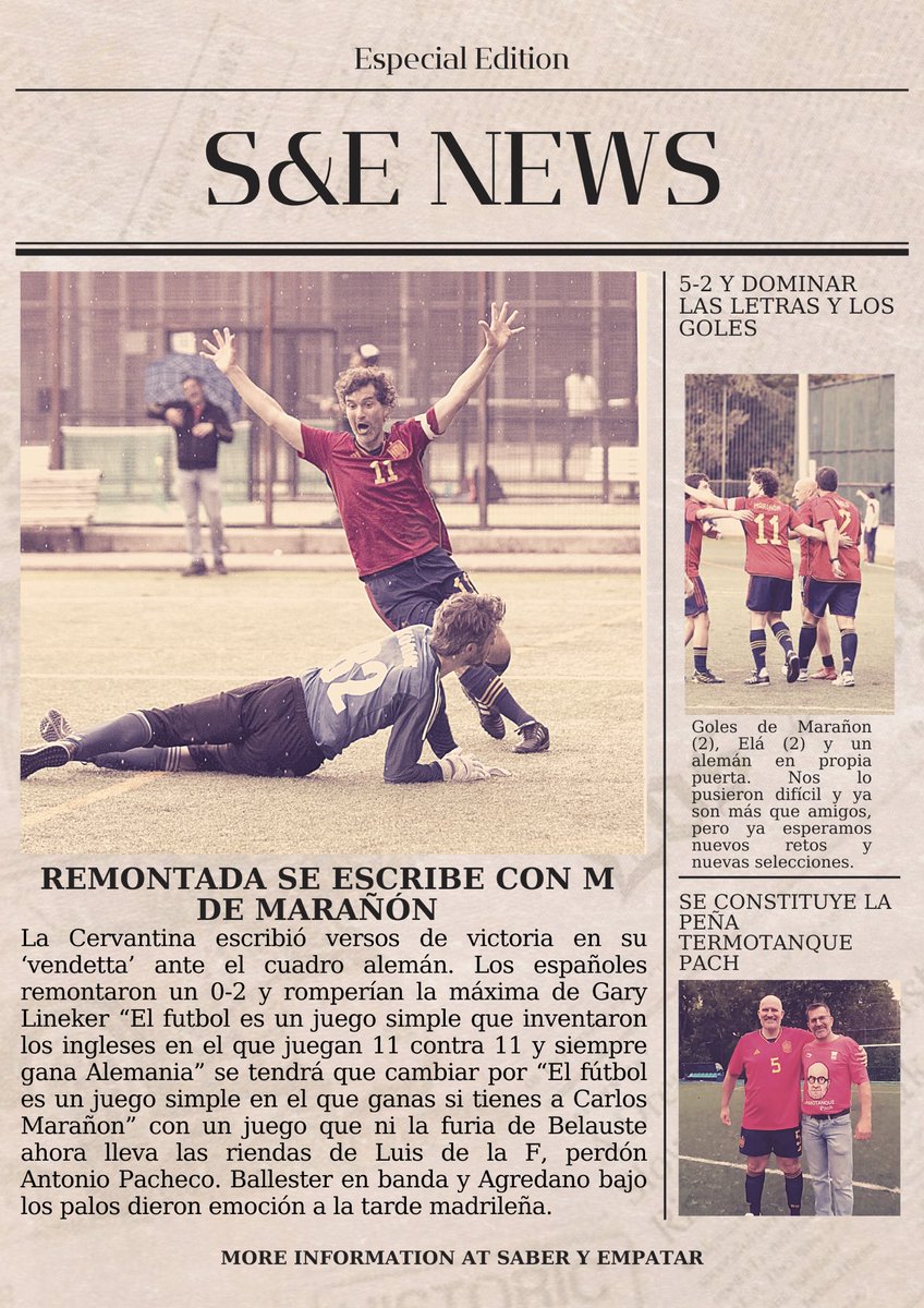 🗞️ Extra, extra, @saberyempatar News “Remontada se escribe con M de Marañón” Gran despliegue de @lalibreta en el encuentro de la @lacervantinafc . Se constituye una nueva peña para @estoesunajena. @antonioagredano y @eballester fuertes dentro y fuera de la cancha.