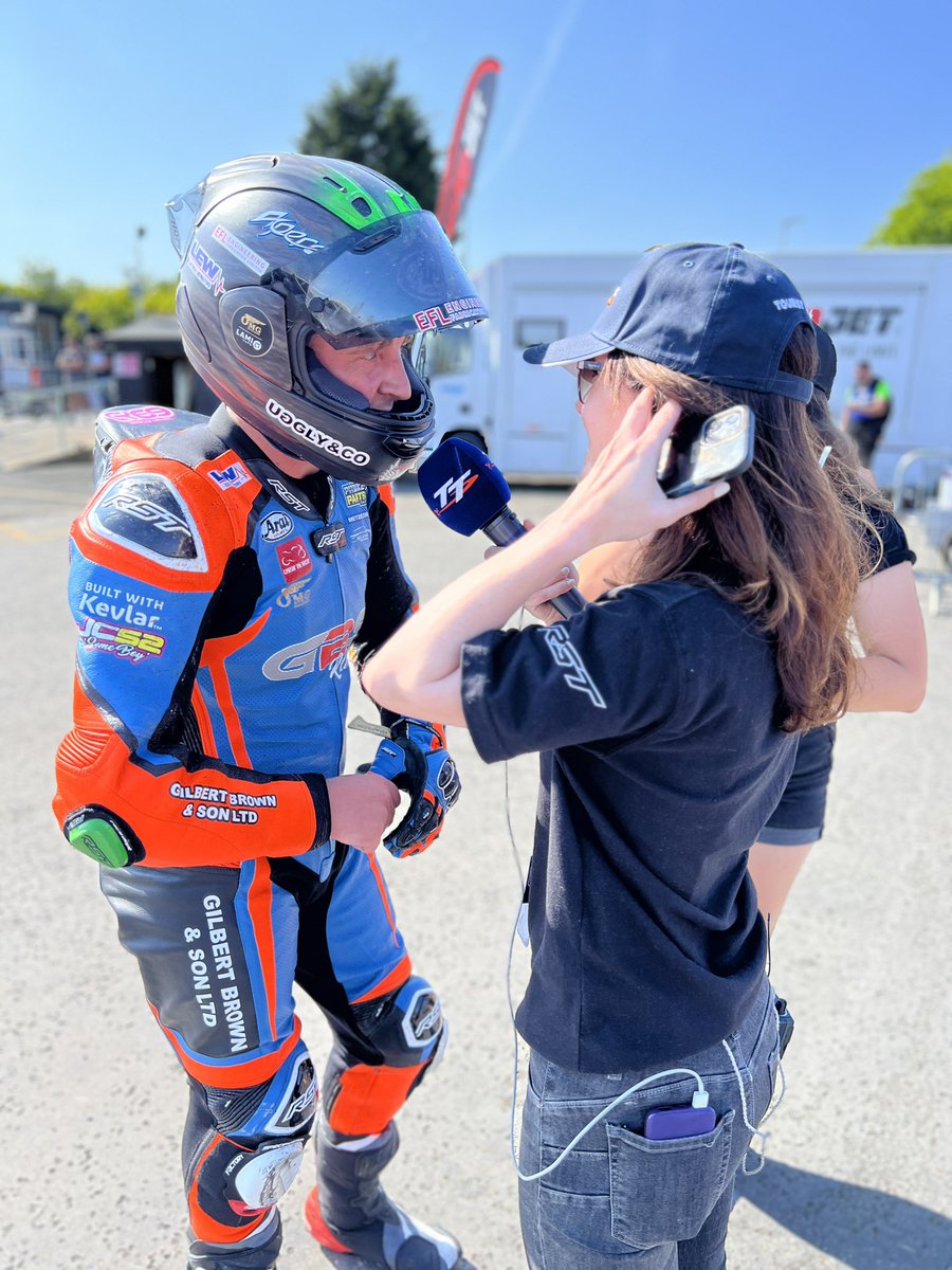 JennyTinmouth's tweet photo. @DomHerbertson so emotional after the 6 lap Superbike Race …awesome result and speed! #onit #tt2023 @motorbikepod https://t.co/4N5ylmwMUJ