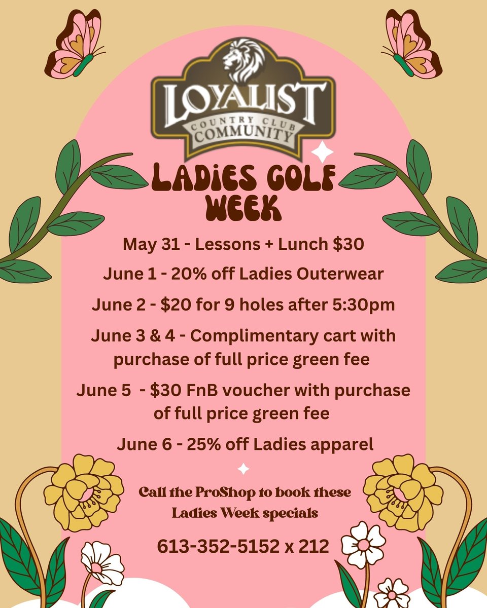 Keep in mind all the great deals for Ladies Golf Week! There is still time to take advantage of these amazing specials 🏌‍♀️⛳️