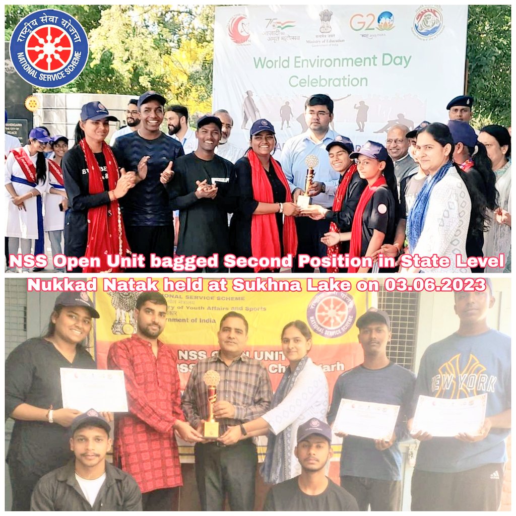 NSSOpenUnit's tweet photo. ℕ𝕆𝕋 𝕄𝔼, 𝔹𝕌𝕋 𝕐𝕆𝕌
#NSSOpenUnit grabbed 2nd Position in #NukkadNatak themed on #ClimateAwareness held at Sukhna Lake. Team led by Mallika,Hidayat,Rahul,Khushi,Simran,Naina,Sonu,Karishma,Abhi &amp; Shivam participated in the event graced by #DeputyCommissioner Sh.VinayPartap🇮🇳 https://t.co/9dcA3DzOyF