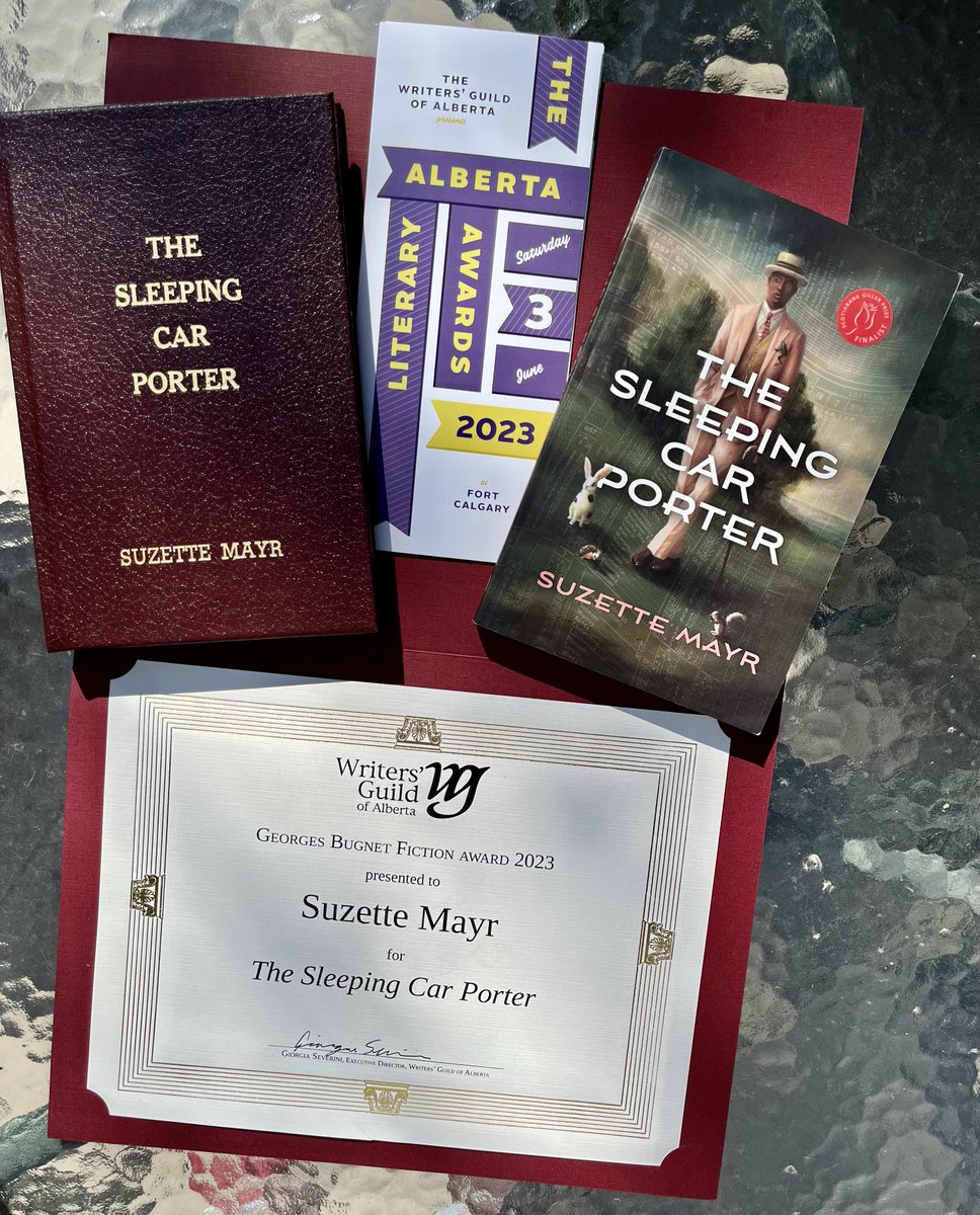 After four nominations for this award for four earlier novels she wrote, Suzette Mayr takes home the Writers’ Guild of Alberta Georges Bugnet Fiction Award 2023 for her masterpiece novel, The Sleeping Car Porter. Yay!
