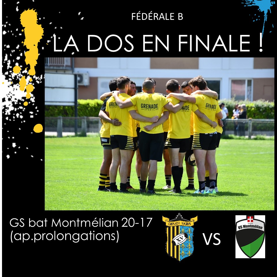 Le GrenadeSports a battu #Montmélian, en prolongation (20-17) pour s'offrir une finale de Championnat de France Fédérale B, face à Mouguerre, dimanche 11 juin (lieu à déterminer)
#jauneetnoirsontnoscouleurs #teamGS #ensembletoutestpossible