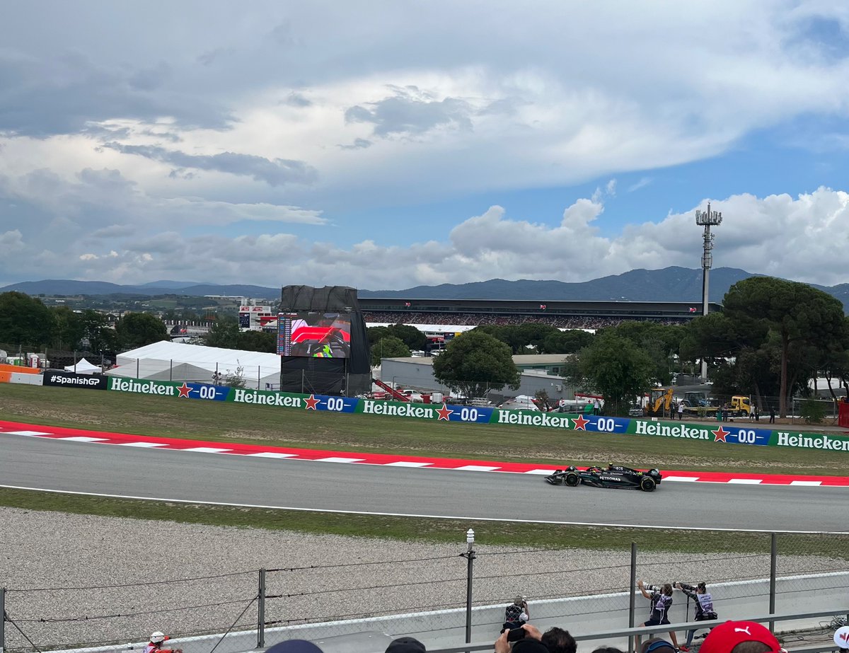SWDevonRebecca's tweet photo. Watching @LewisHamilton on the big screen as he drives right by. Fantastic couple of days at the #SpanishGP! #turn9 https://t.co/4oZGNgie8l