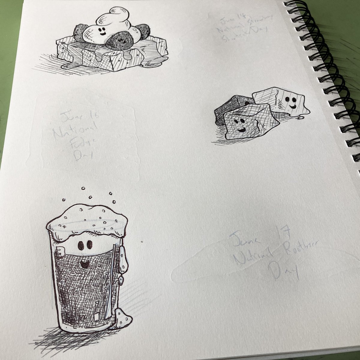 Three more #sketches representing some upcoming #NationalDays for candycritic.org.

#art #drawing