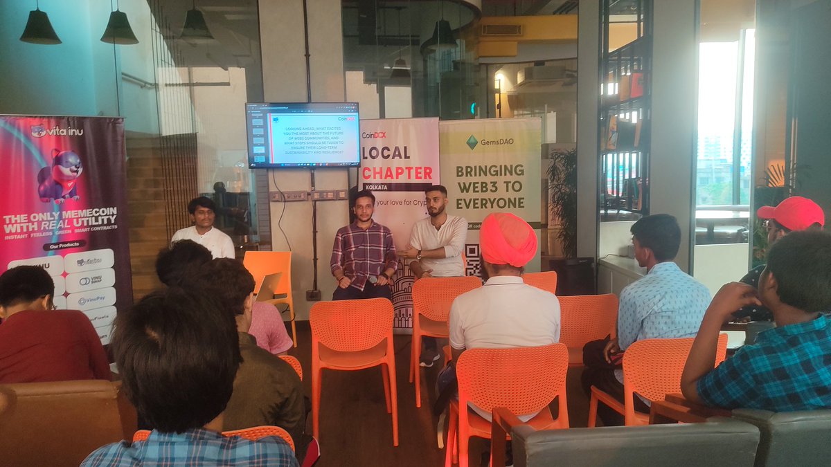 It was an awesome experience at the #Coindcx Kolkata chapter Meetup.
Have a great discussion on 'The Power of #web3 community' with all the members.

#Web3meetup #VitaInu #web3community