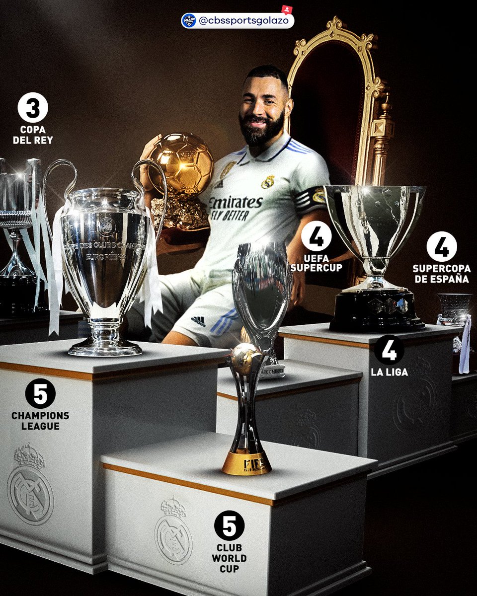 King Karim leaves Real with 25 trophies.🏆👑