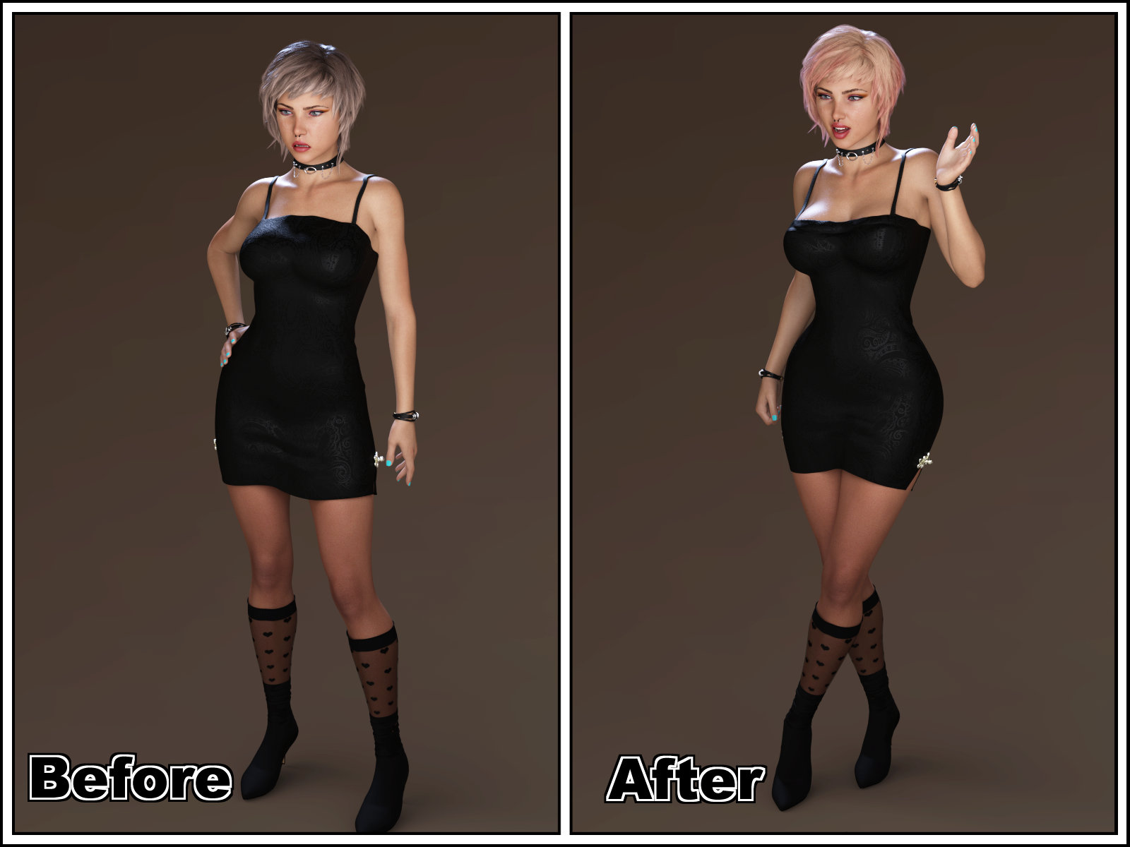 Mr Phoenyxx on Twitter: "Before and After Pinups of Isla from Chapter
