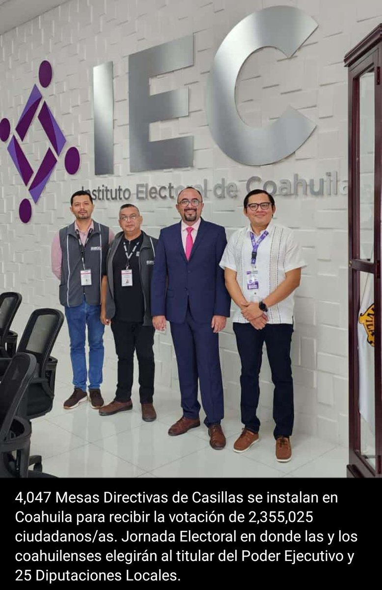 El Consejero Electoral <a href="/Dr_JuanCesar/">• JUAN CÉSAR •</a> el Director de Organización <a href="/MBalam/">Manuel jesus Chan balam</a> y los servidores electorales <a href="/isayasmx/">isayas 💻</a>  <a href="/CarlosE32103573/">Carlos Ernesto Alvarez Jaimes</a> de la UTIE del <a href="/IEQROO_oficial/">IEQROO</a> participan en la jornada electoral 🗳️ <a href="/IEC_Coahuila/">Instituto Electoral de Coahuila</a>
