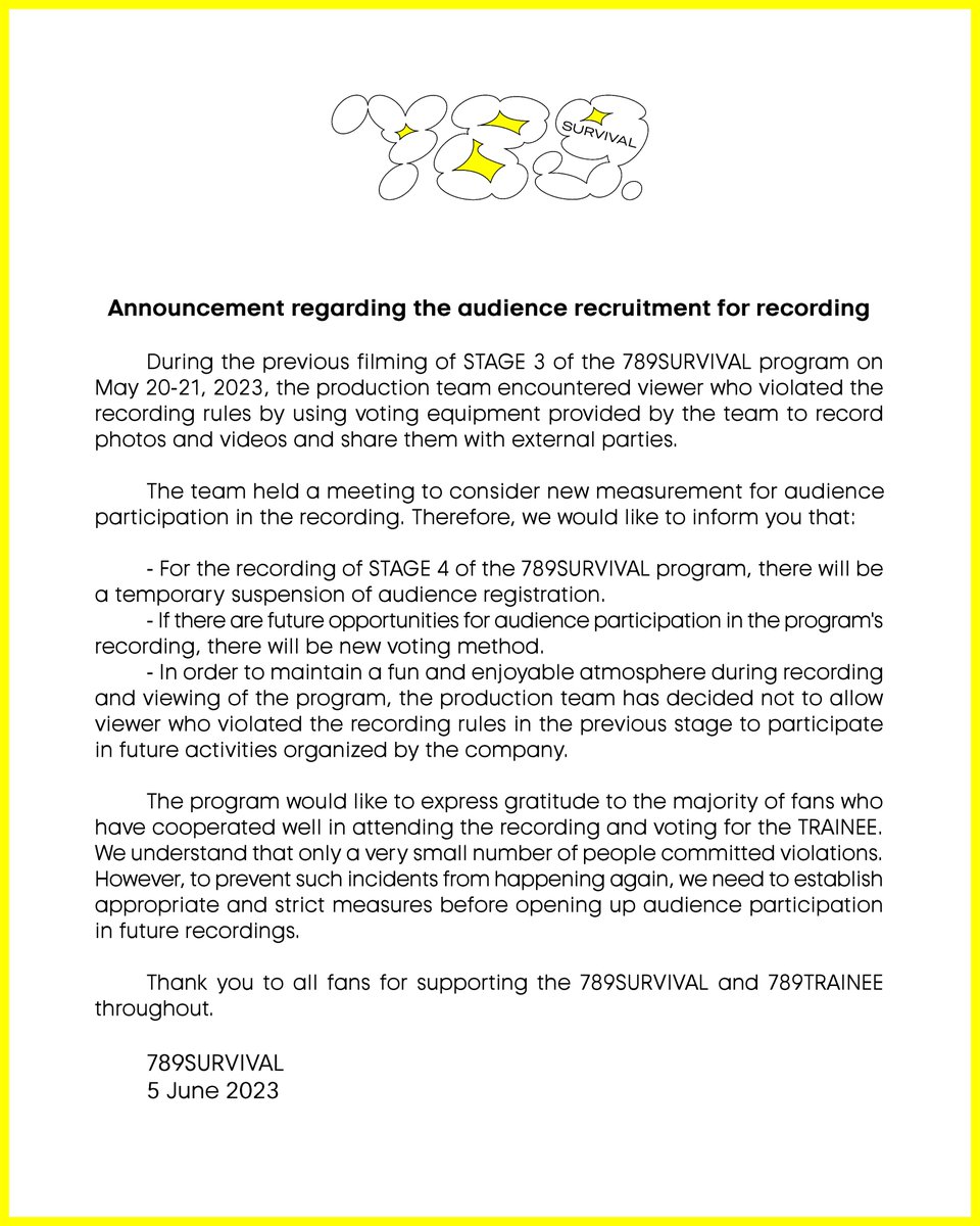 789SURVIVAL's tweet image. ประกาศเรื่องการรับสมัครผู้ชมเข้าร่วมการถ่ายทำรายการ 789SURVIVAL

Announcement regarding the audience recruitment for recording

#789SURVIVAL