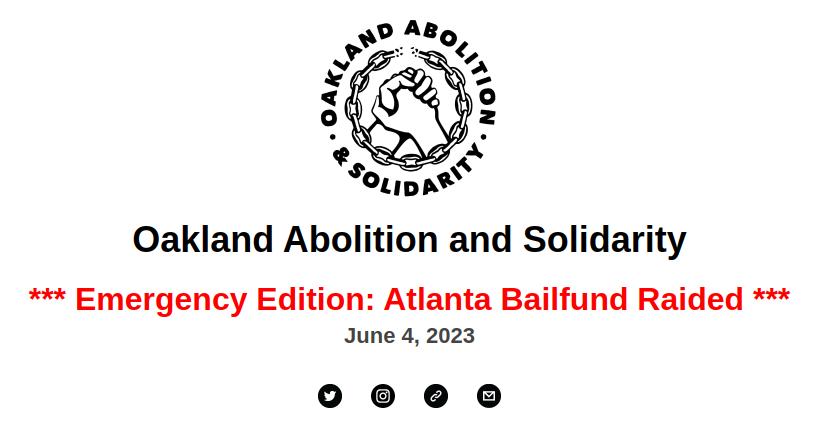 Our emergency newsletter on the raid of the Atlanta Solidarity Fund!

A succinct digest of reportage and ways to support.

Share! (and subscribe if you are interested in what we do and in abolition news from our area!)

mailchi.mp/bf2388454126/a…