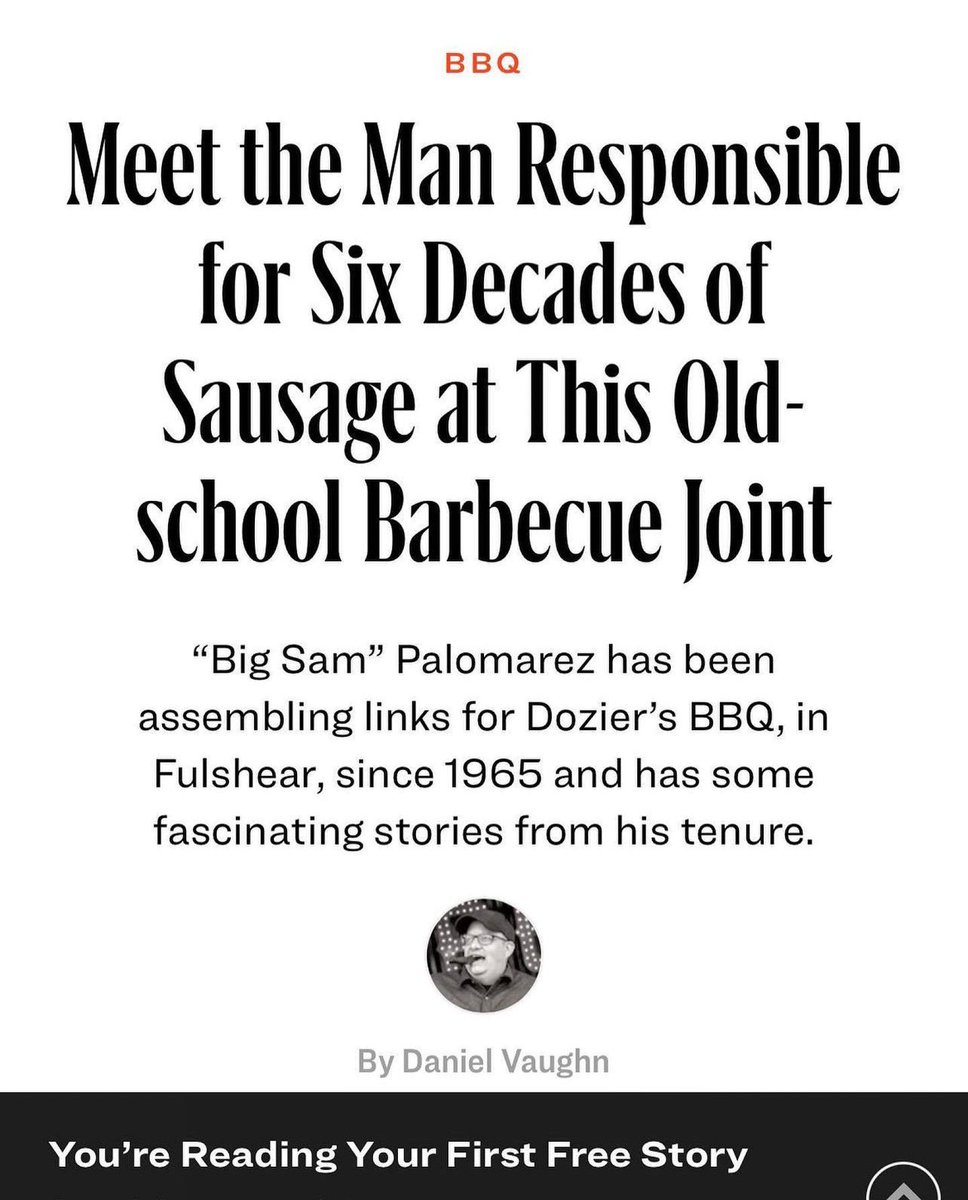 I've worked with a lot of very talented people, but I don't think I have ever worked with someone as impactful as Sam Palomarez. This article by @bbqsnob really highlights the reasons why. Link to article in bio 

#evolutionnotrevolution #houbbq #houstonfoodie #tmbbq #foodnetwork
