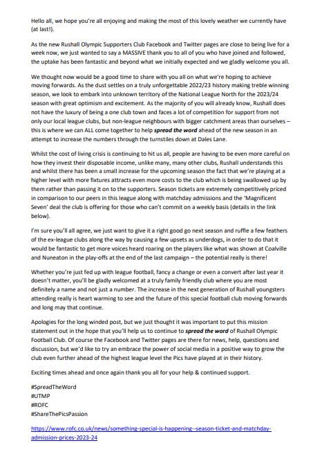 Rushall Olympic F.C. Supporters Club tweet media