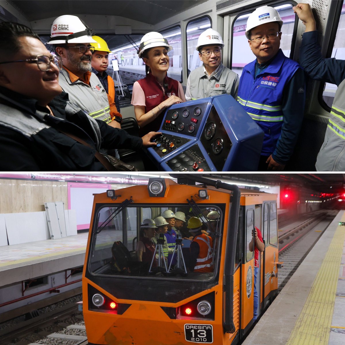 Claudiashein's tweet photo. Comenzamos este domingo realizando un recorrido a bordo de una dresina para supervisar las pruebas de la Red LTE en #LaNuevaLínea1 del Metro. https://t.co/CMH2JojAaM