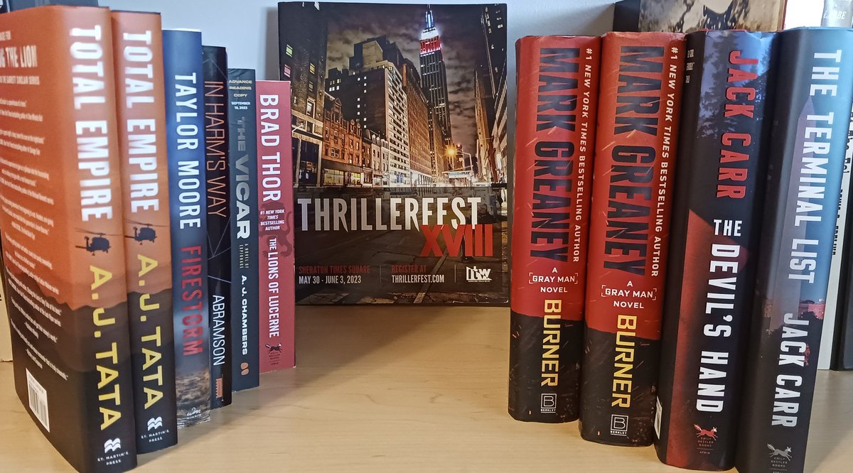 My book haul from #ThrillerFest The doubles include signed copies for my followers. Sign up at stevenstrattonusa.com