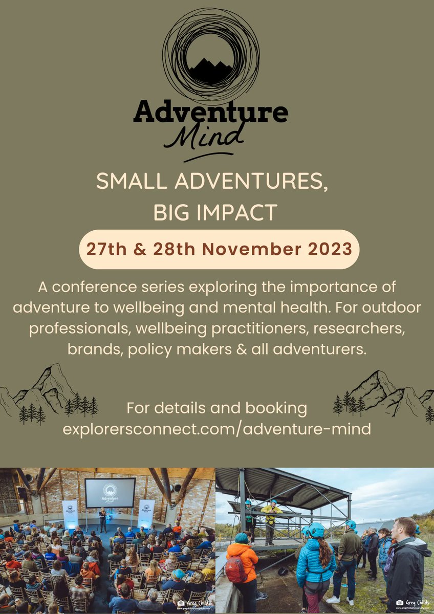 Al_Humphreys's tweet image. A conference series exploring the importance of adventure to wellbeing and mental health. For outdoor professionals, wellbeing practitioners, researchers, health professionals &amp;amp; all adventurers. This year’s theme is ‘Small Adventures, Big Impact’ 
 buff.ly/3rWPRHm