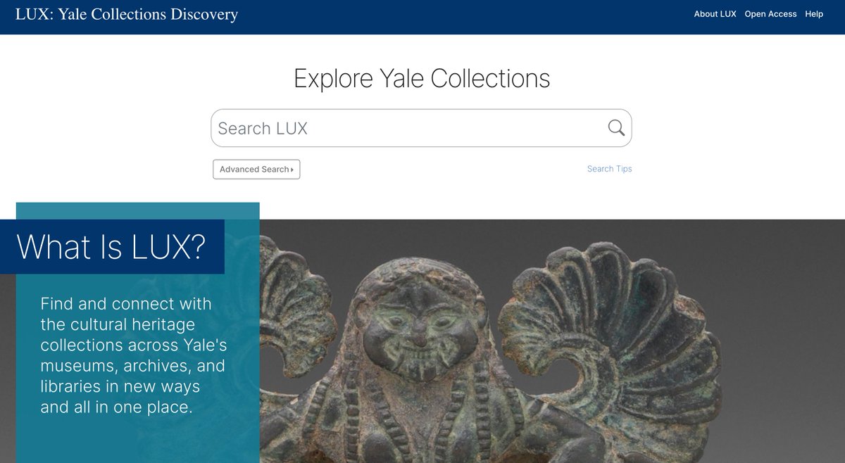 Yale Launches LUX, A Powerful New Search Tool For Cross-Collection Exploration ow.ly/5b1z50OF3Nc #libraries #YaleLux