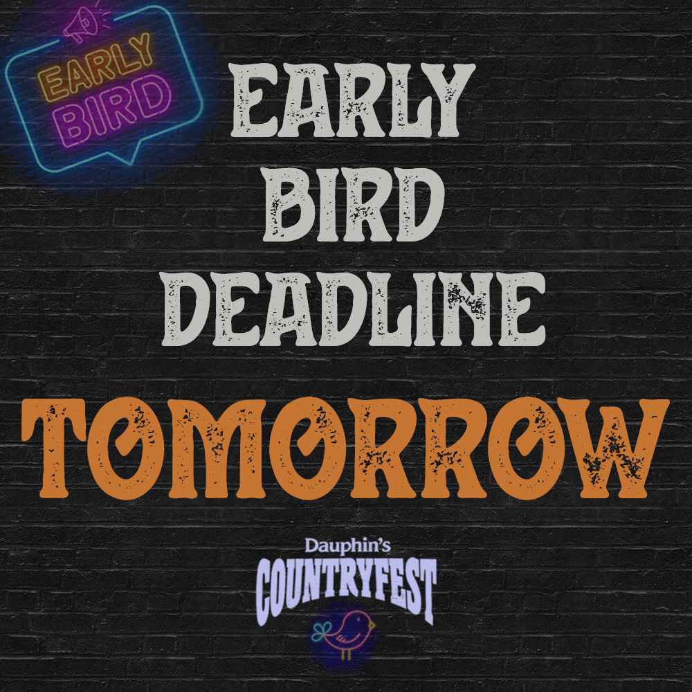 dauphincfest's tweet image. 🌟 #Earlybird pricing ends TOMORROW! 🌟
📣 Don't snooze on this amazing opportunity to SAVE ⏰⚡

Secure your #CFEST23 tickets today and take advantage of our discounted rates. Don't miss out on the chance to save big!